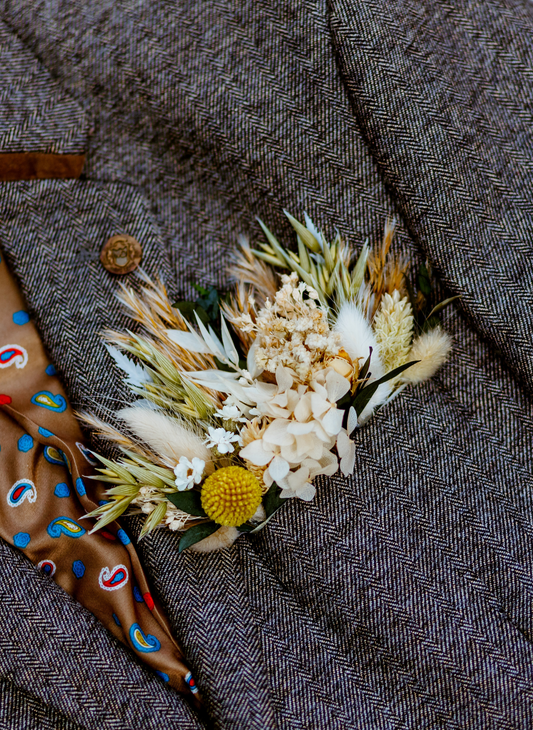 Rustic Dried Flower Wedding Pocket Square Meadow