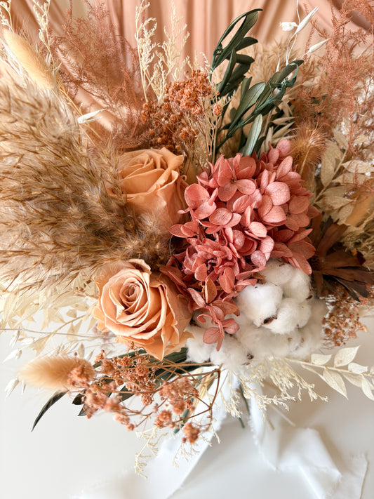 Sample Sale: Coral Hydrangea & Pampas Dried Flower Bouquet