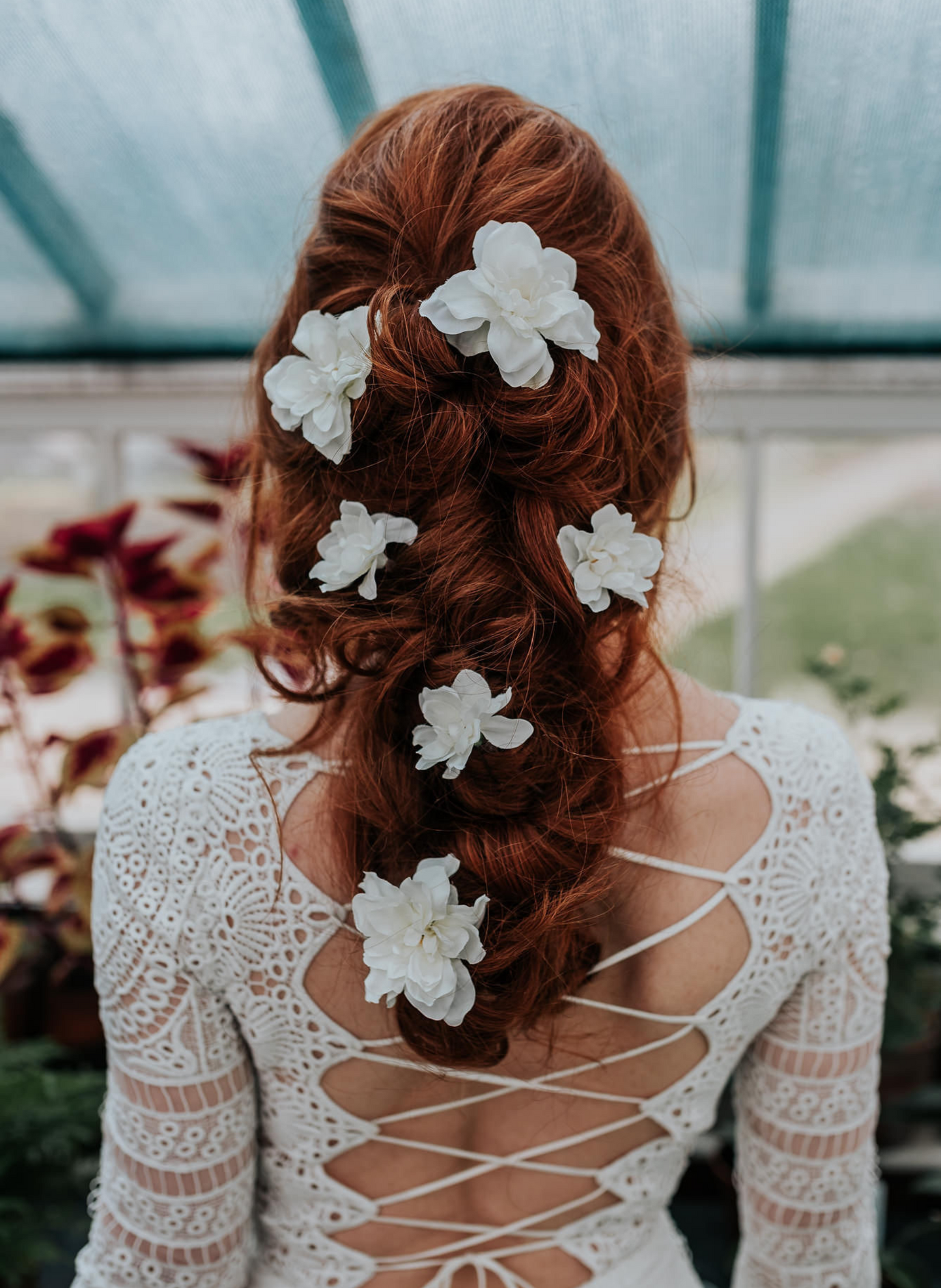 Serena White Delphinium Wedding Hair Pins