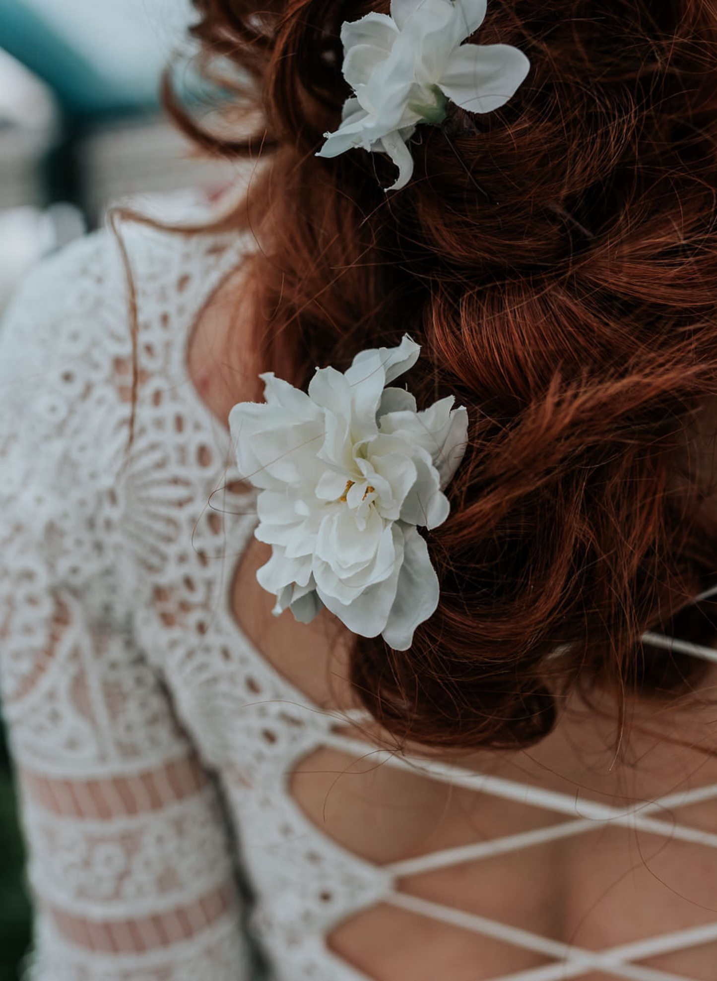 Serena White Delphinium Wedding Hair Pins 1