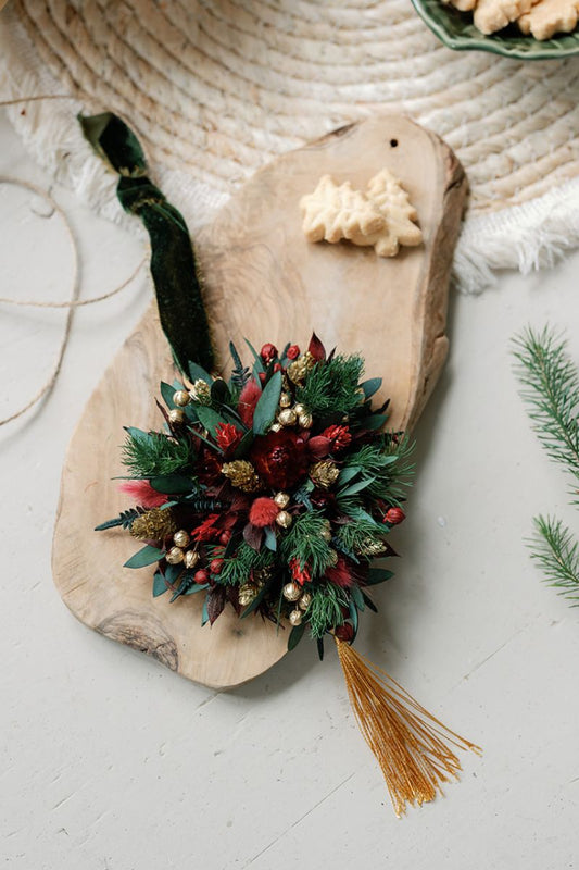 Dried Flower Teardrop Tassel Christmas Bauble | Handmade Decoration | Luna & Wild