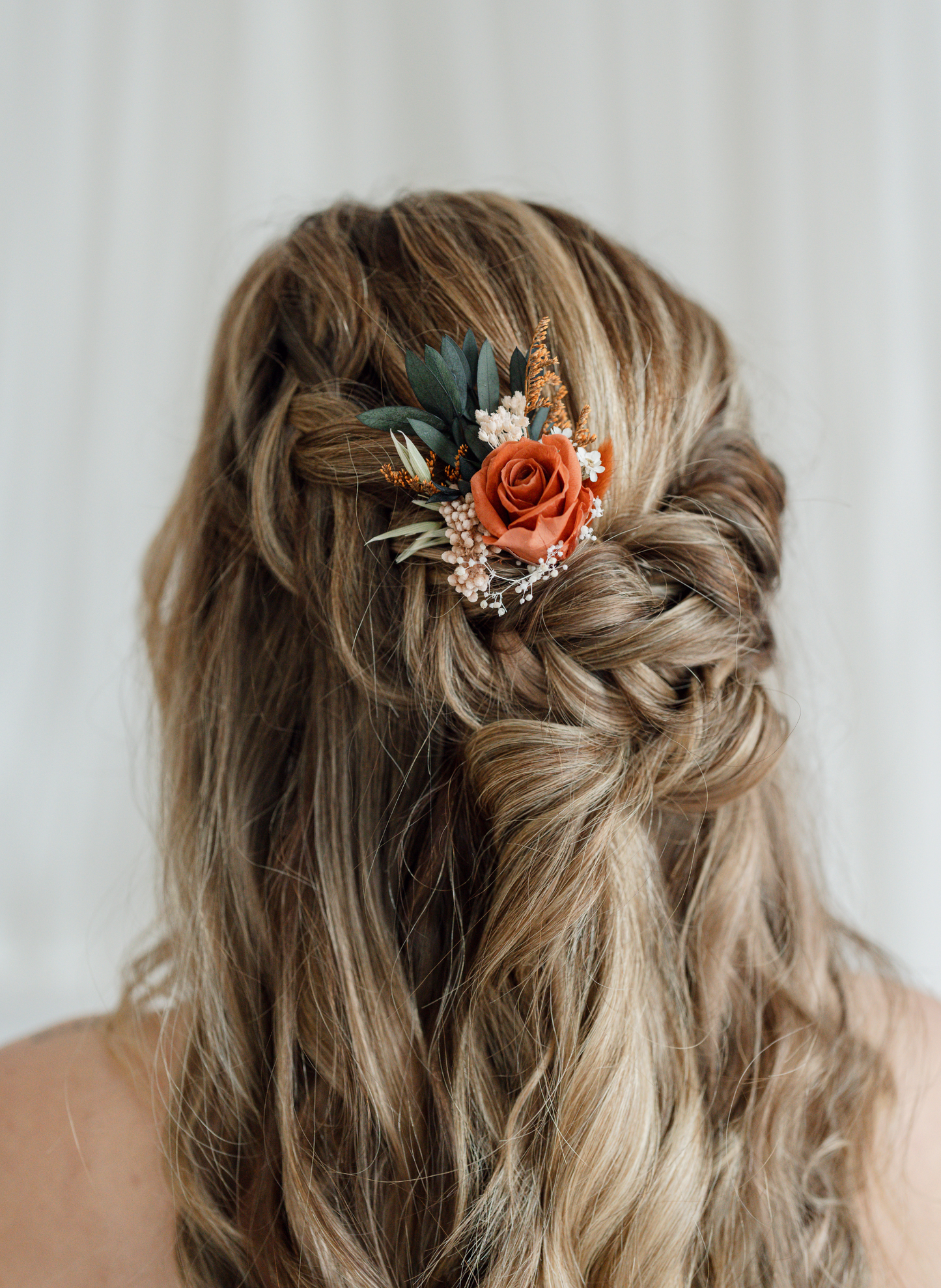 Willow Rust Preserved Rose Wedding Hair Pin